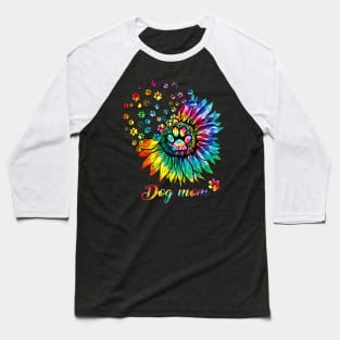Dog Mom Spiral Dog Paws Prints Tie Dye, Hippie Dog Baseball T-Shirt